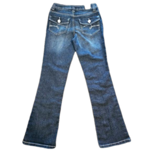 JUSTICE GIRL'S BOOTCUT MID-RISE OUTWARD STITCHING DETAIL SUPERCUTE JEANS SIZE 12